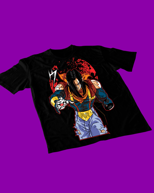 Polera negra Dragon Ball GT con Súper Androide 17