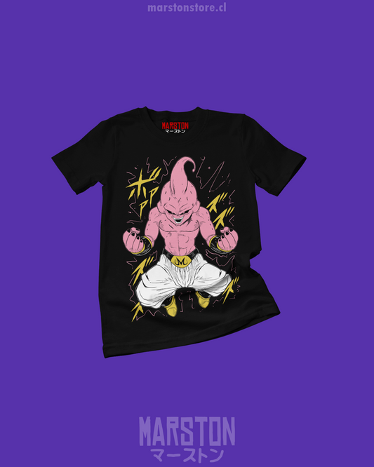 Polera negra Dragon Ball con diseño de Kid Buu