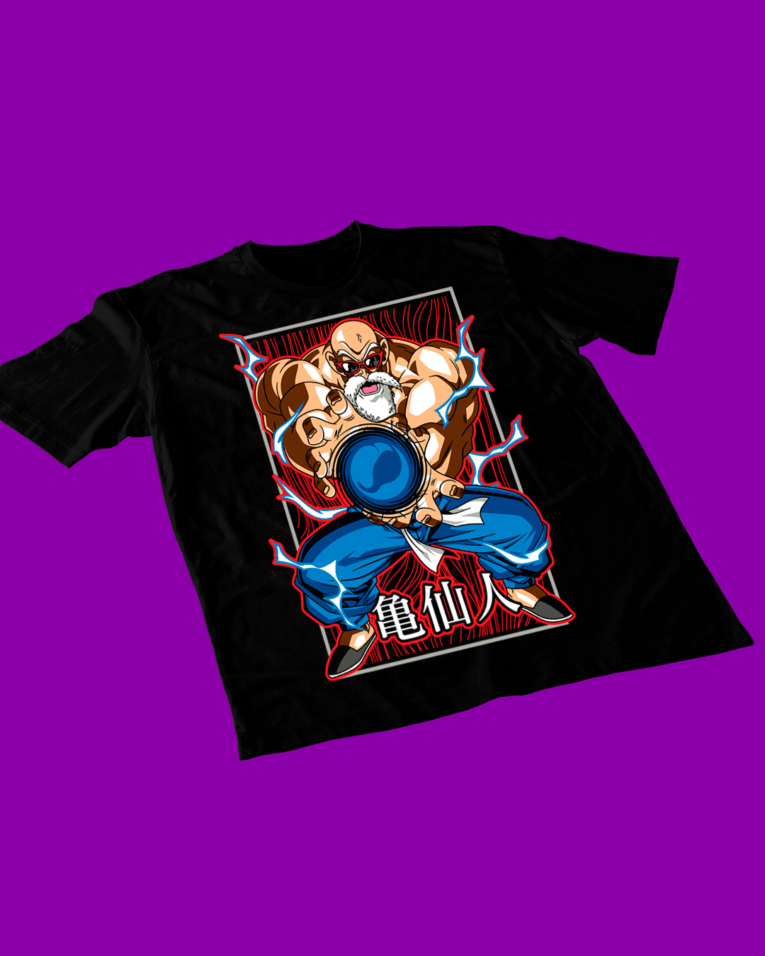 Polera negra Dragon Ball con diseño de Maestro Roshi