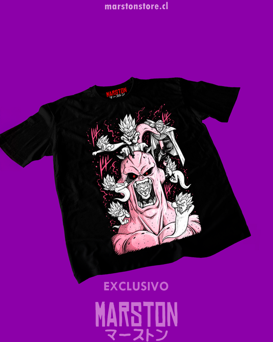 Polera negra Dragon Ball con Majin Buu y Gotenks