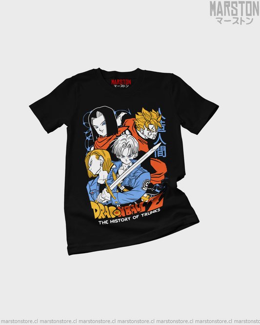 Polera Dragon Ball con Mirai Trunks, Mirai Gohan, Androide 18 y Androide 17