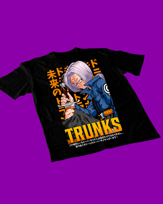 Polera negra Dragon Ball con diseño de Mirai Trunks
