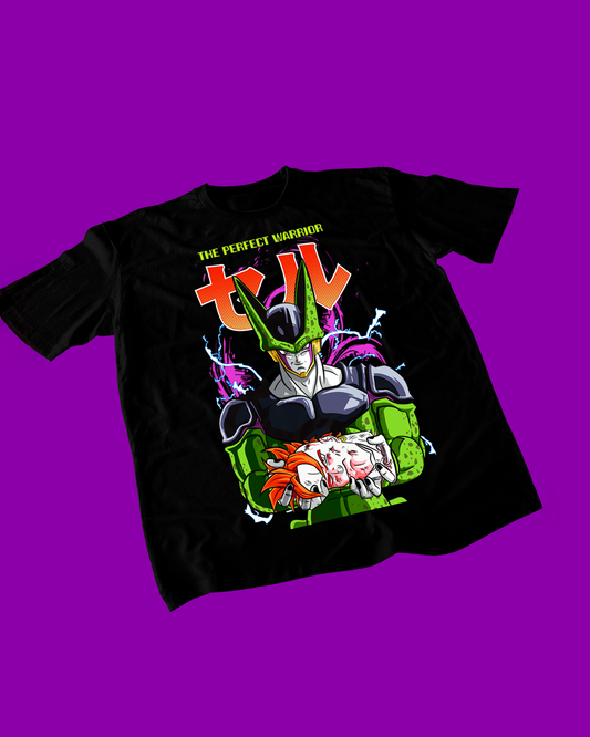 Polera negra Dragon Ball con diseño de Perfect Cell