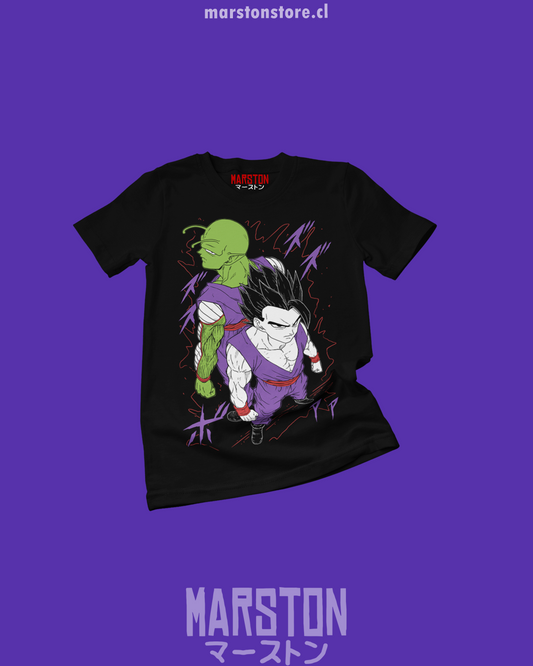 Polera negra Dragon Ball con Piccolo y Gohan