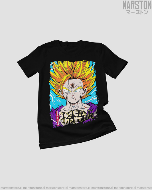 Polera negra Dragon Ball con diseño de Son Gohan