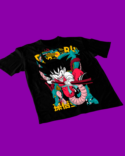 Polera negra Dragon Ball con diseño de Son Goku