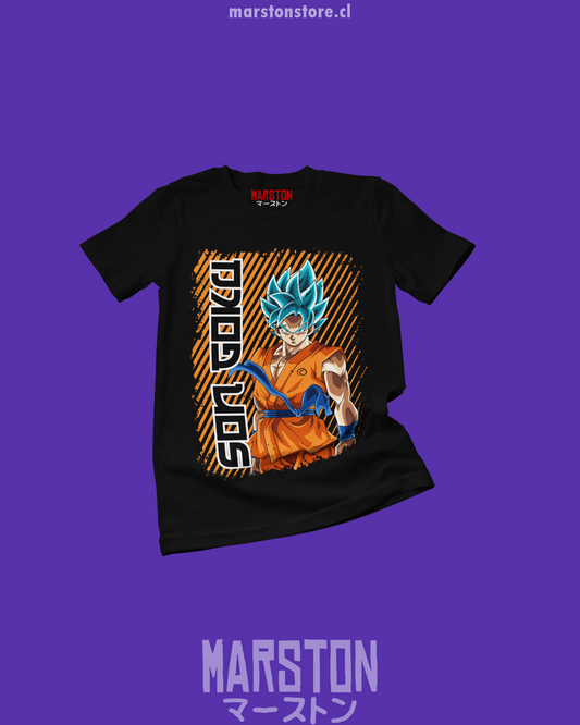Polera negra Dragon Ball con Son Goku Super Saiyan Blue