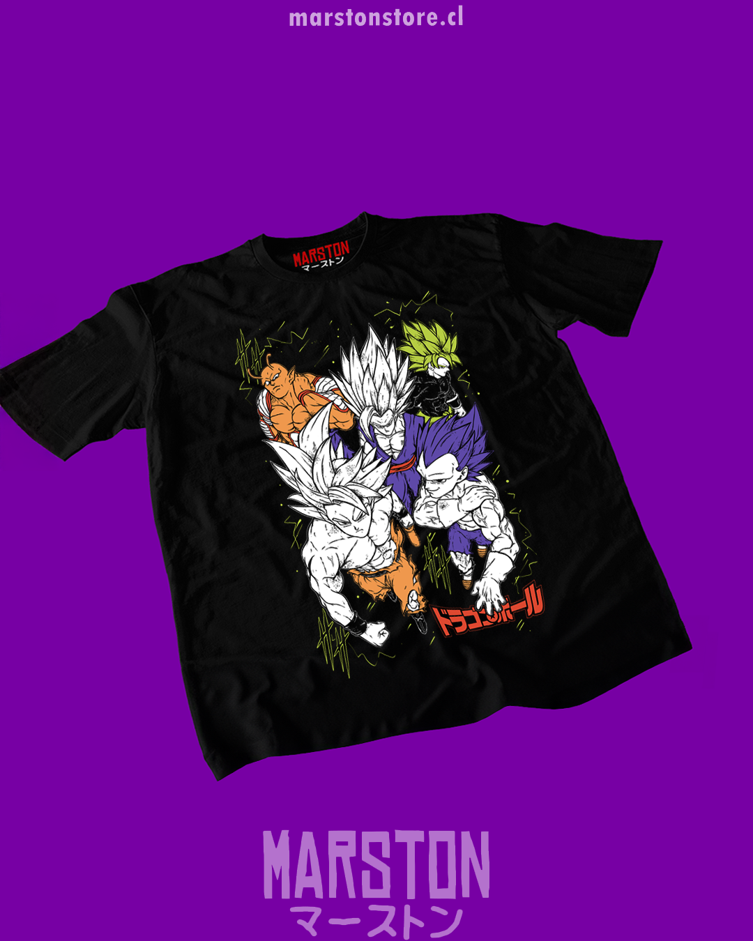 Polera negra con diseño de Dragon Ball Super