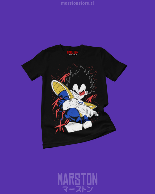 Polera negra Dragon Ball con Vegeta y su scouter