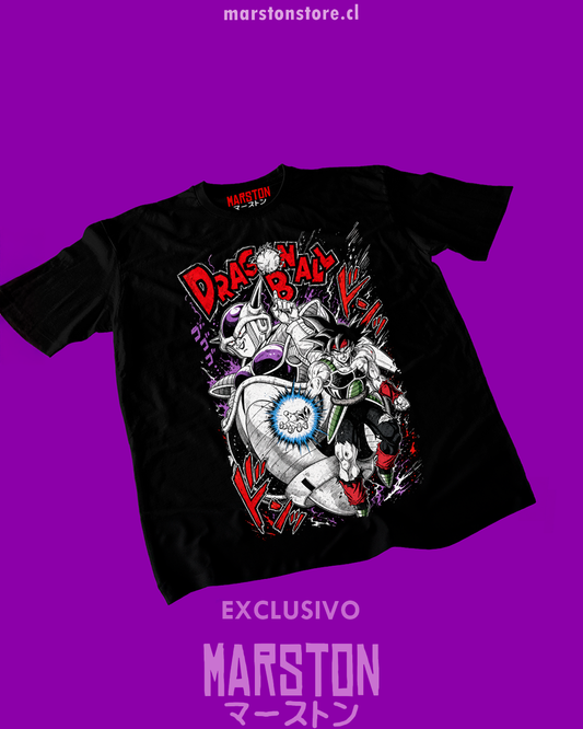 Polera negra Dragon Ball Z con Bardock y Freezer