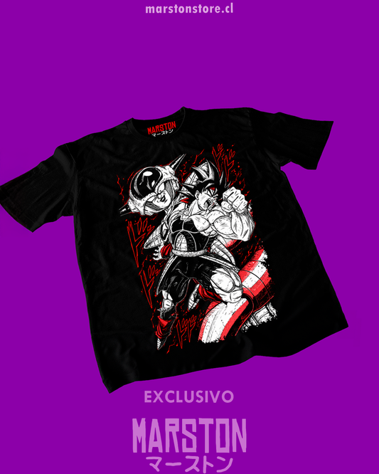 Polera negra Dragon Ball Z con Bardock y Freezer
