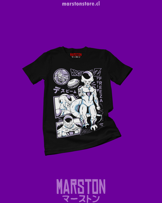 Polera negra Dragon Ball Z con diseño de Freezer