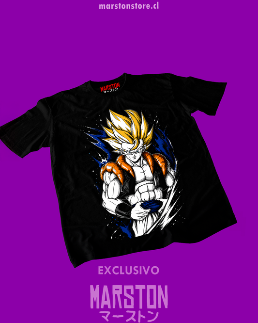 Polera negra Dragon Ball Z con diseño de Gogeta