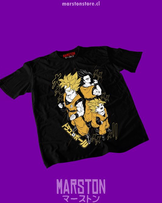 Polera negra Dragon Ball Z con Gohan, Goku y Goten