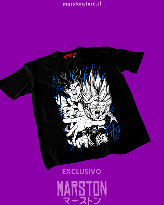Polera negra Dragon Ball Z con Goku y Gohan Super Saiyan 2