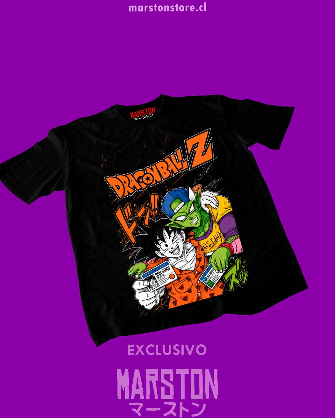 Polera negra Dragon Ball Z con Goku y Piccolo