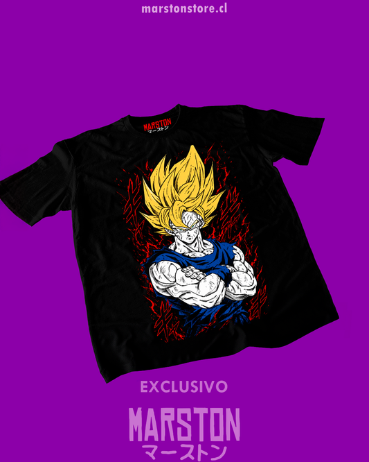 Polera negra Dragon Ball Z con Goku Super Saiyan 2