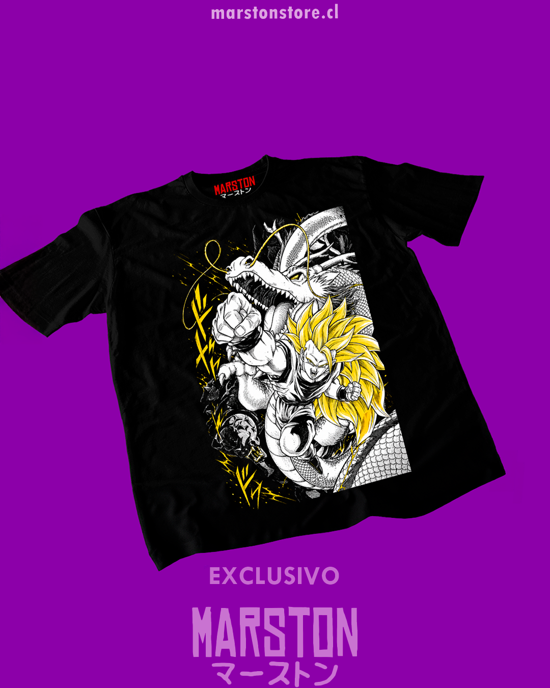 Polera negra Dragon Ball Z con Goku Super Saiyan 3