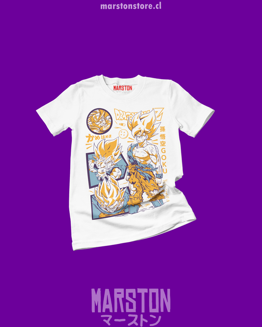 Polera blanca Dragon Ball Z con Goku Super Saiyan