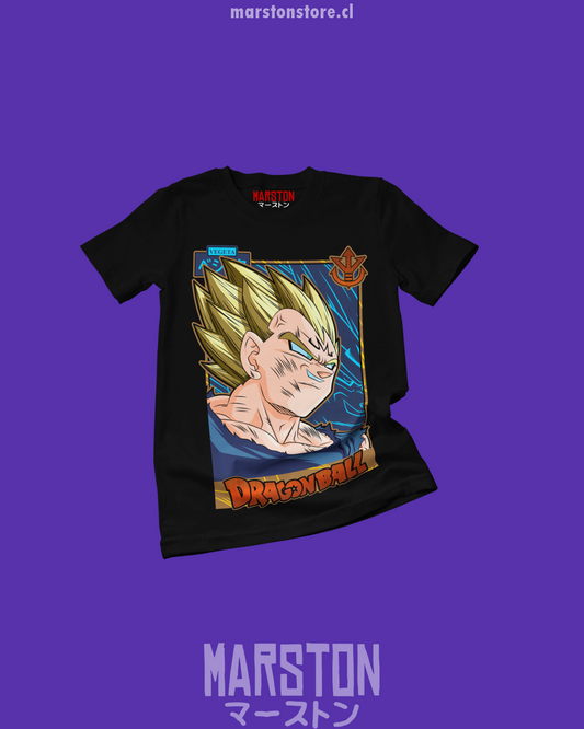 Polera negra Dragon Ball Z con diseño de Majin Vegeta