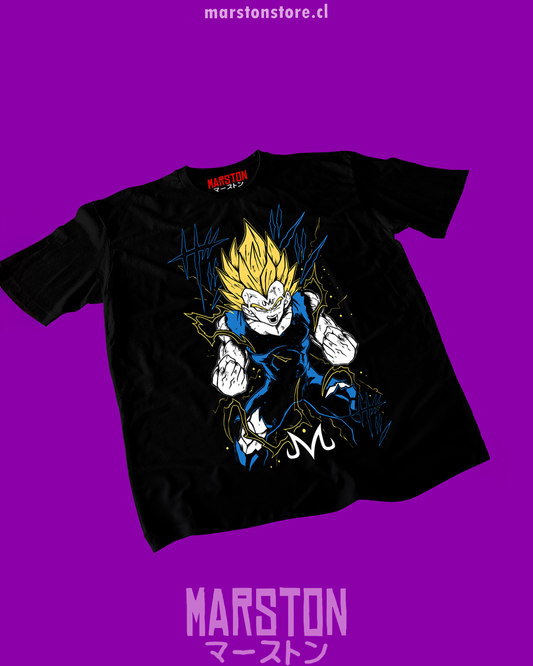 Polera negra Dragon Ball Z con diseño de Majin Vegeta