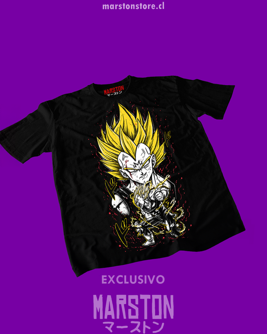 Polera negra Dragon Ball Z con diseño de Majin Vegeta