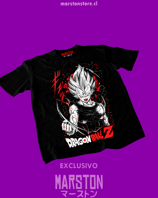 Polera negra Dragon Ball Z con diseño de Majin Vegeta
