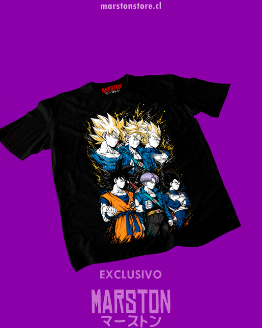 Polera negra Dragon Ball Z con Trunks, Goku y Vegeta