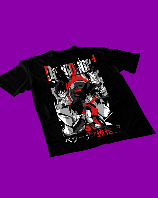 Polera negra Dragon Ball Z con Vegeta y Goku
