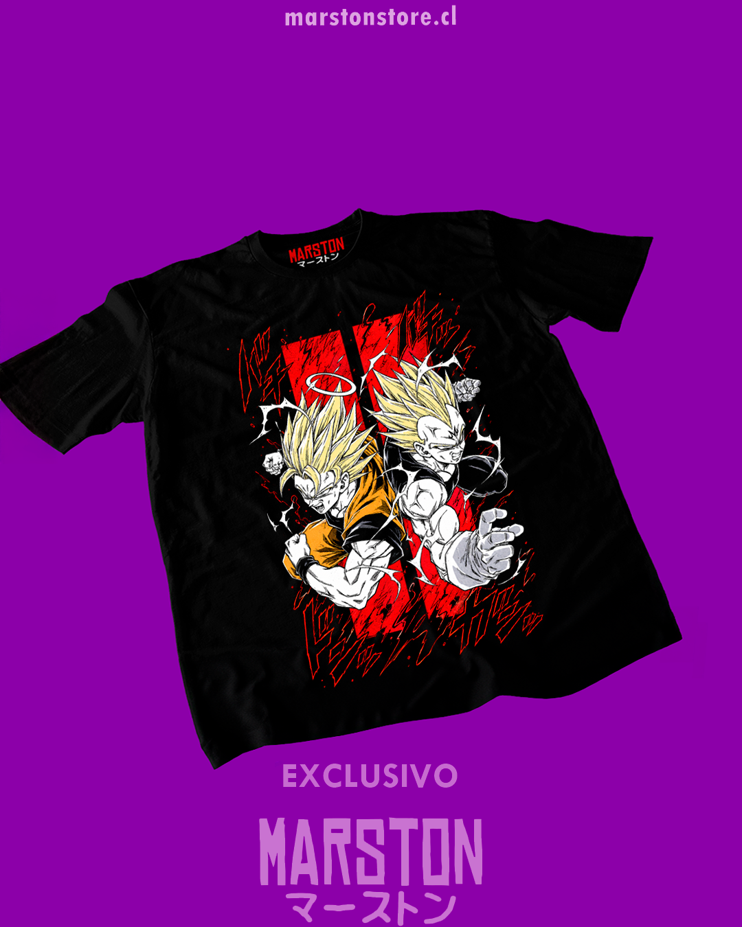 Polera negra Dragon Ball Z con Vegeta y Goku