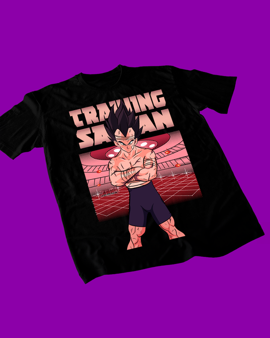 Polera negra Dragon Ball Z con diseño de Vegeta