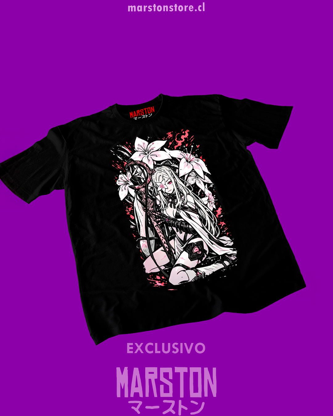 Polera negra Drakengard con diseño de Zero