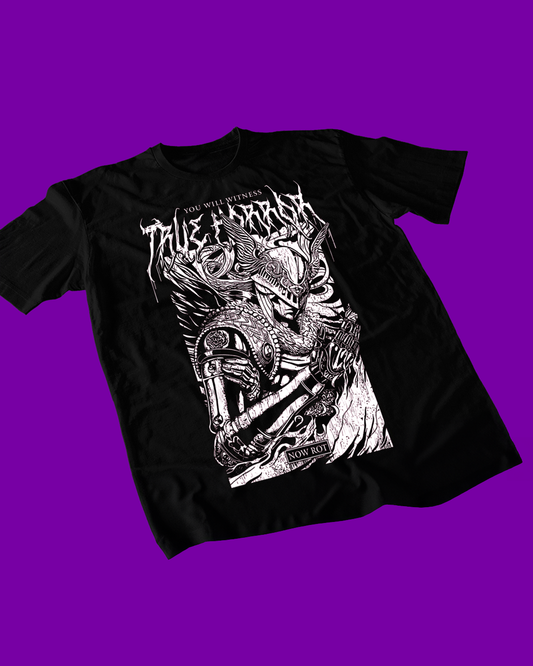 Polera negra Elden Ring con diseño de Malenia versión 1