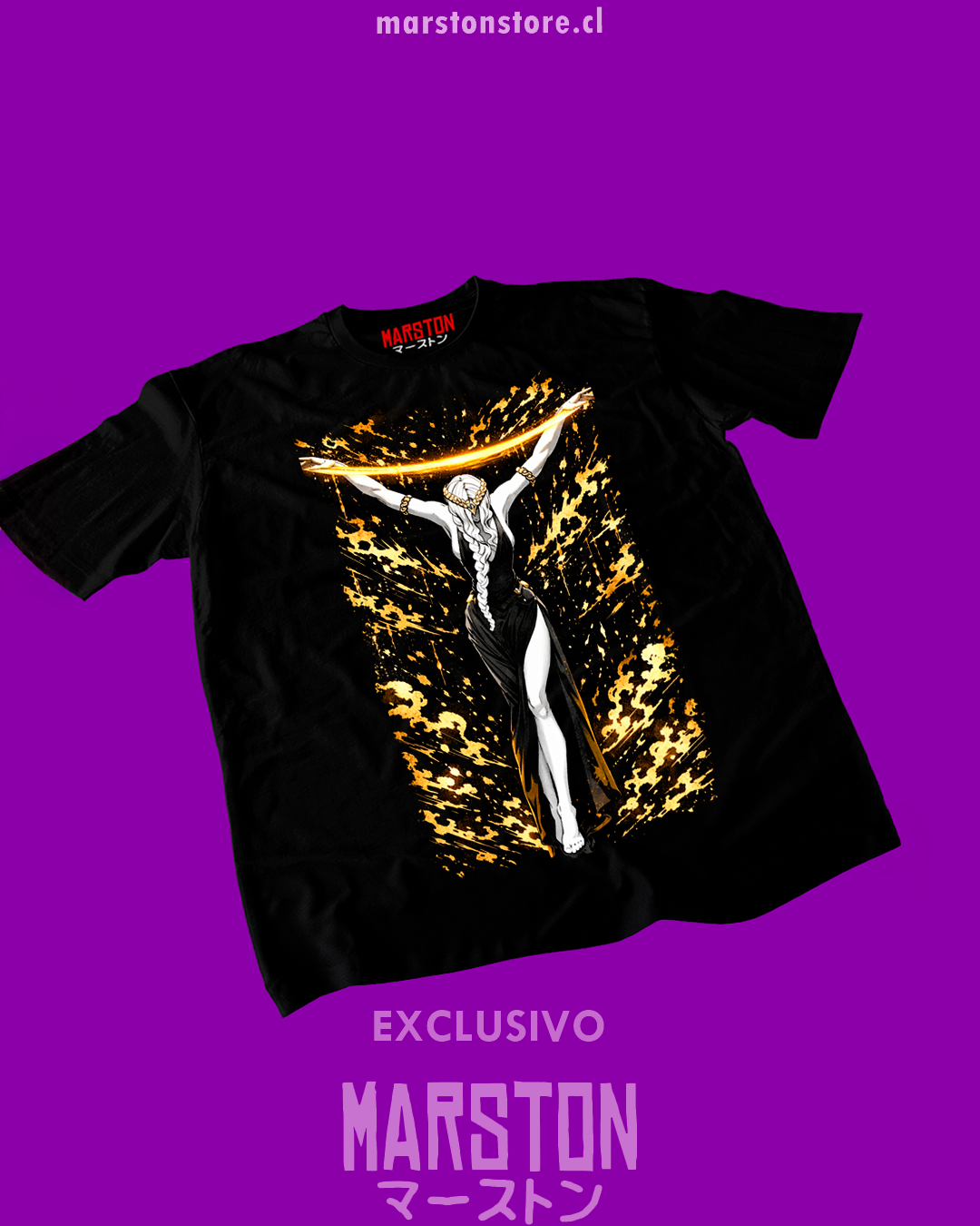 Polera negra Elden Ring con diseño de Marika