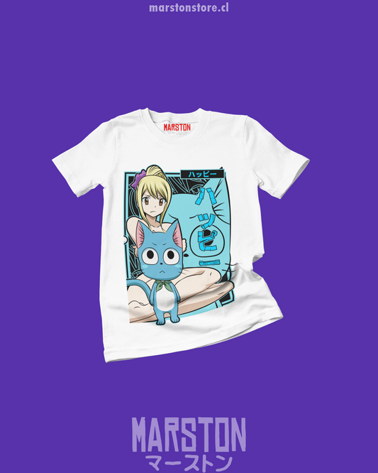 Polera de Fairy Tail con Happy y Lucy Heartfilia