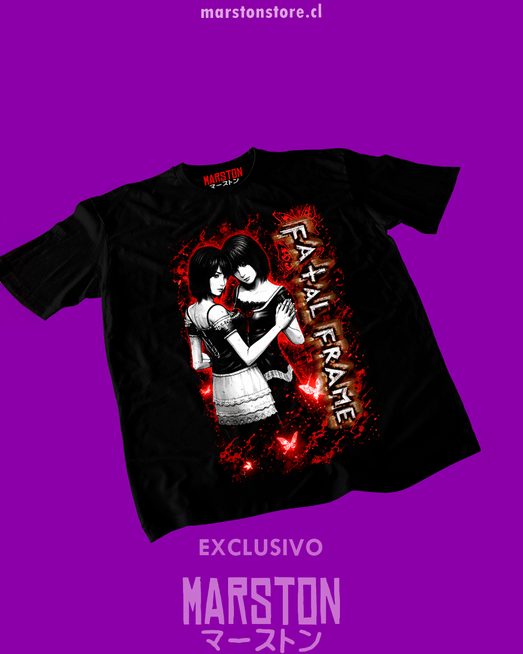 Polera negra con diseño de Fatal Frame / Project Zero
