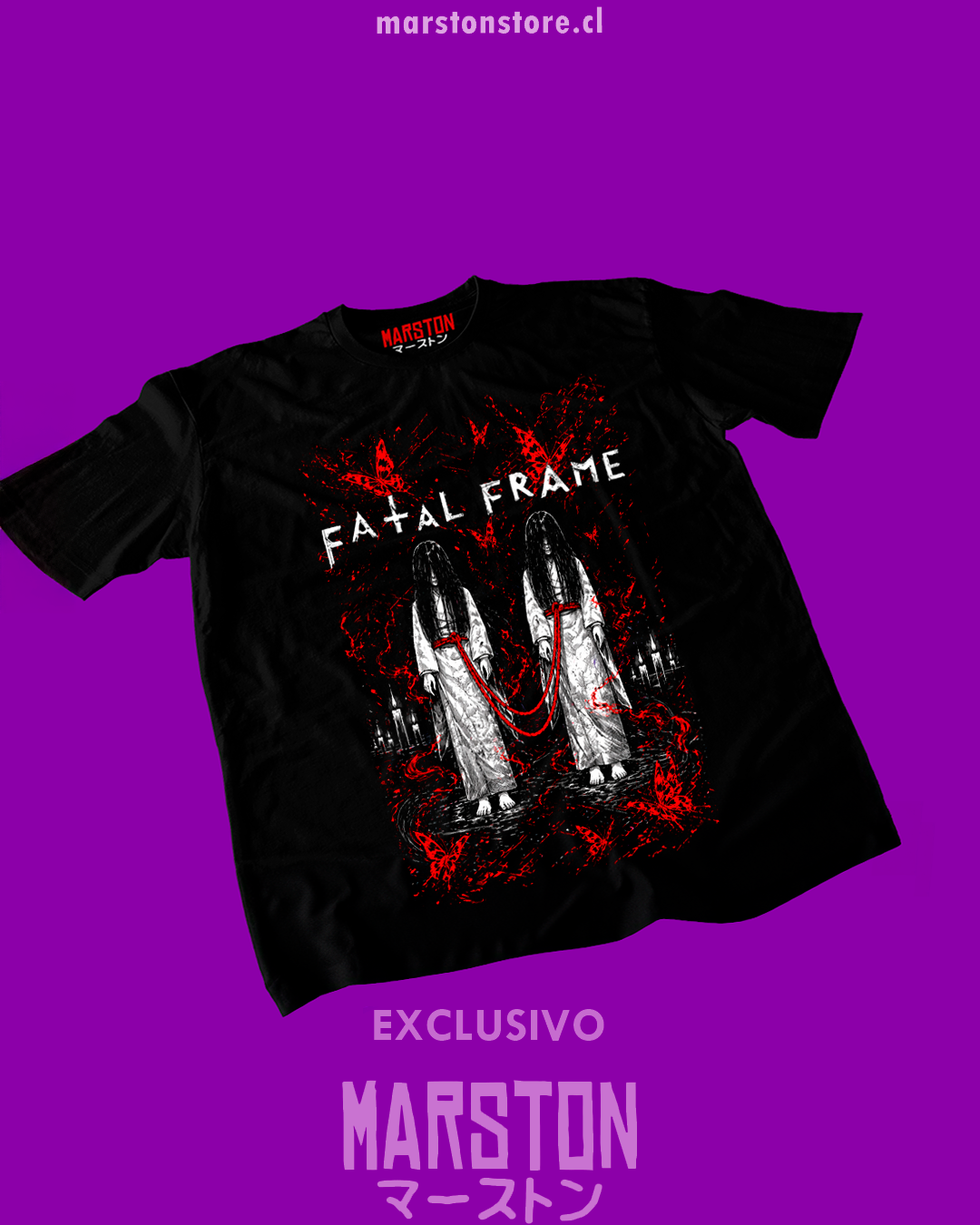Polera negra con diseño de Fatal Frame / Project Zero