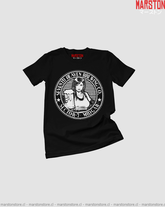Polera negra Final Fantasy con diseño de Tifa Lockhart