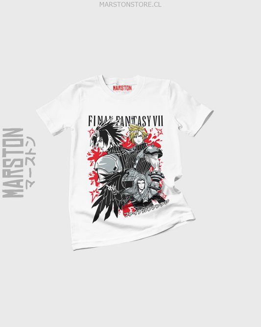 Polera blanca con diseño de Final Fantasy VII