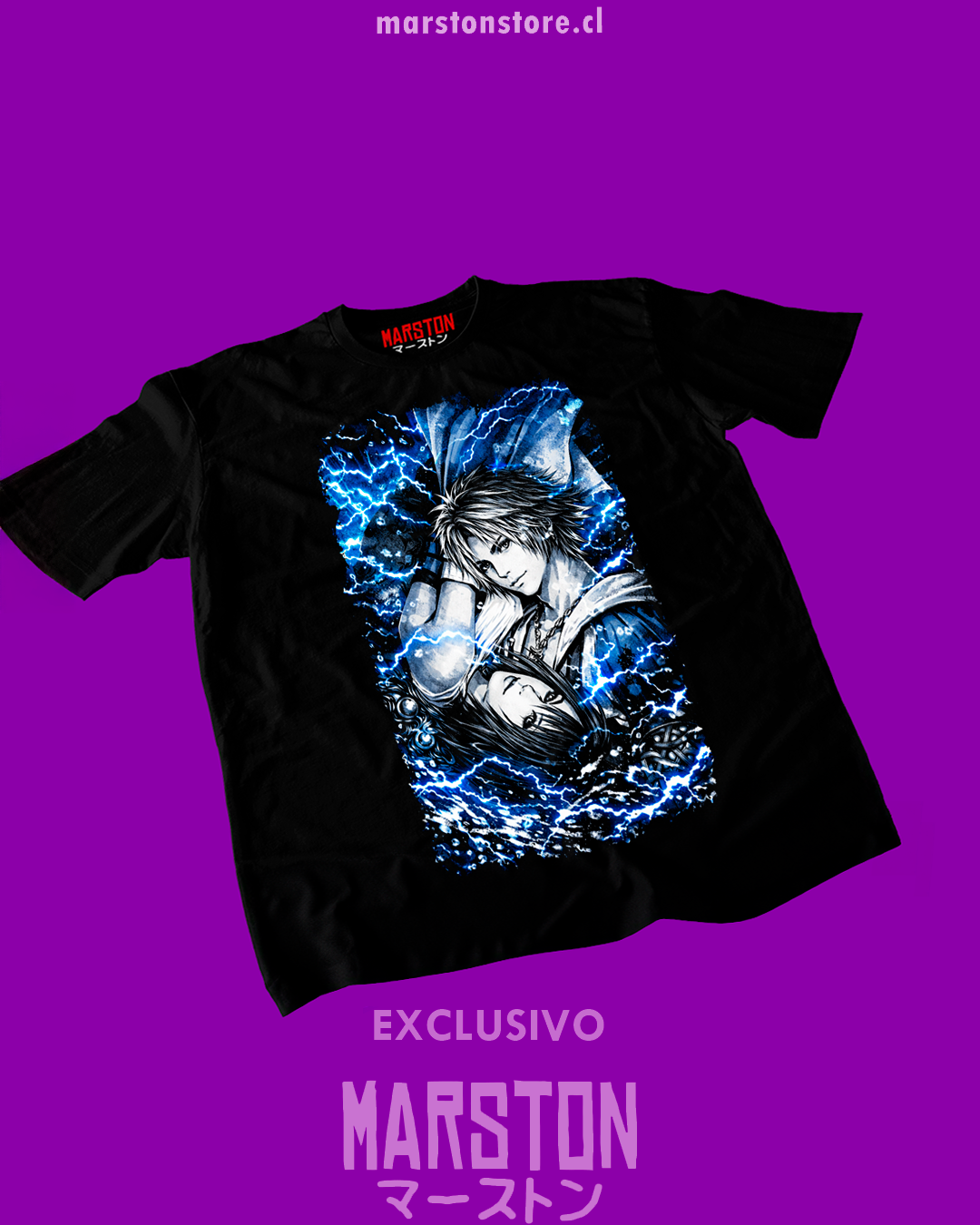 Polera negra Final Fantasy X con Yuna y Tidus