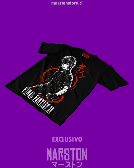 Polera negra Final Fantasy XV con diseño de Noctis Lucis Caelum
