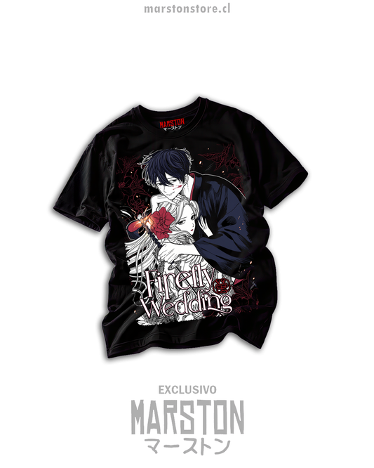 Polera negra Firefly Wedding - Shinpei Goto y Satoko Kirigaya - diseño 02