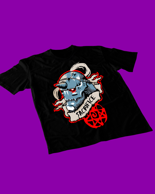 Polera negra Fullmetal Alchemist con diseño de Alphonse Elric