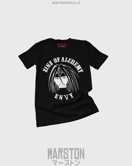 Polera negra Fullmetal Alchemist con diseño de Envy
