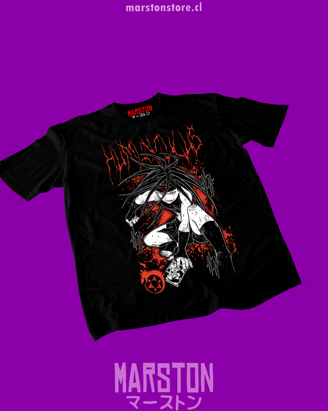 Polera negra Fullmetal Alchemist con diseño de Envy