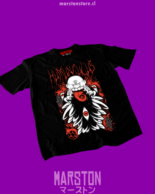 Polera negra Fullmetal Alchemist con diseño de Gluttony