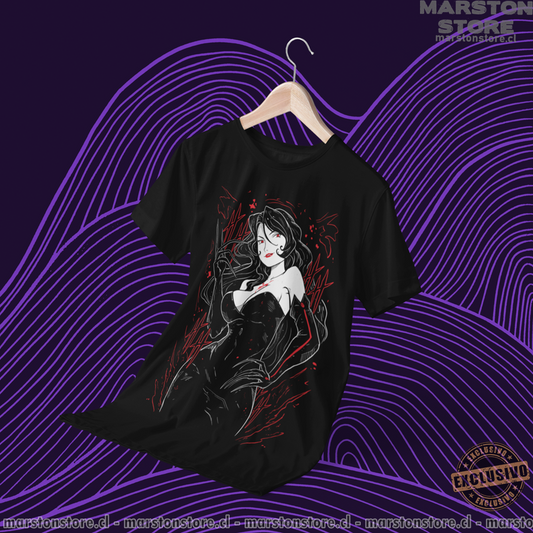 Polera negra Fullmetal Alchemist con diseño de Lust
