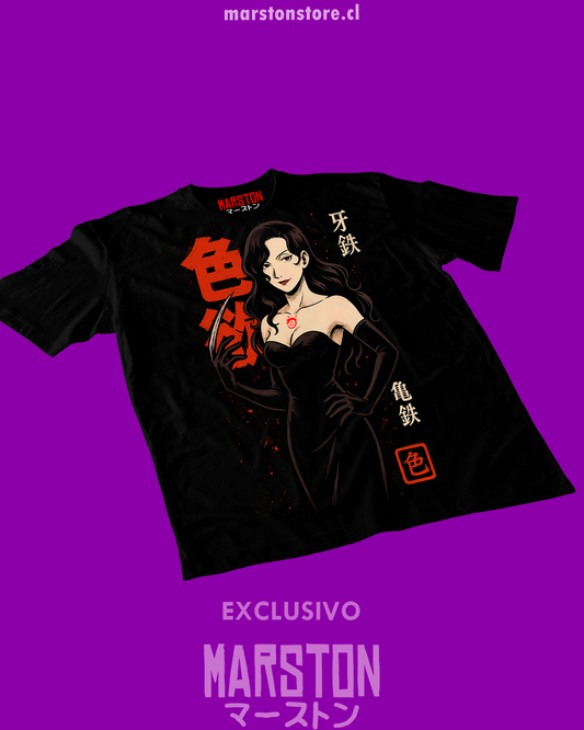 Polera negra Fullmetal Alchemist con diseño de Lust