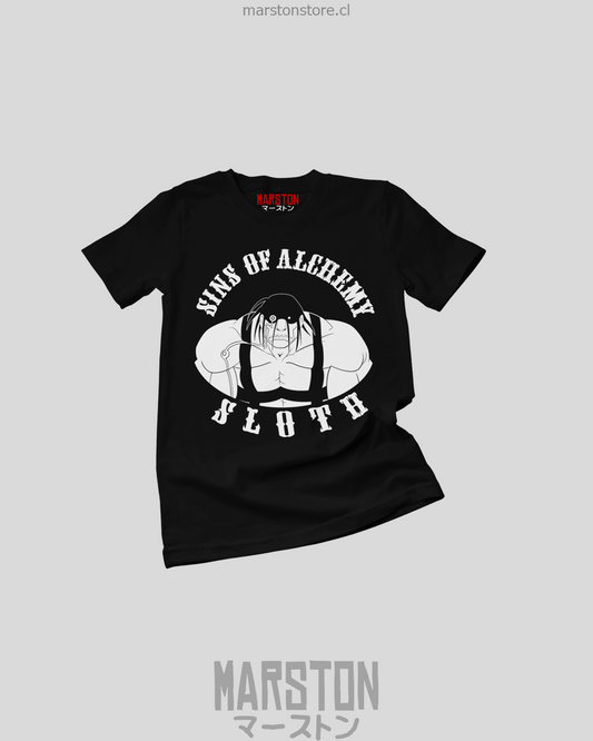 Polera negra Fullmetal Alchemist con diseño de Sloth