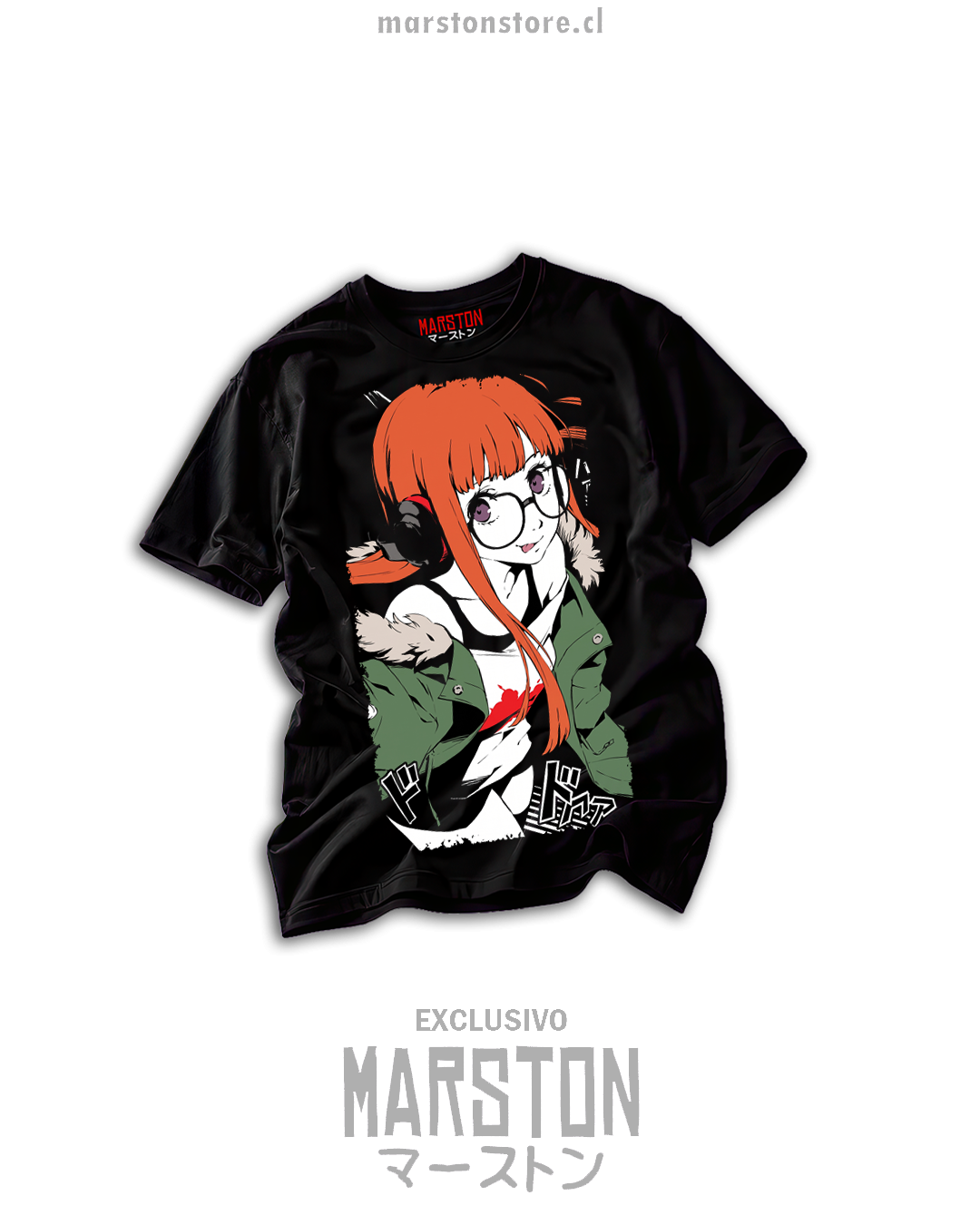 Polera negra Persona 5 con Futaba Sakura